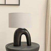 Black Arch Abstract Ceramic Table Lamp with Fabric Drum Shade