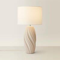 Tall Swirl Natural Table Lamp with Linen Drum Shade
