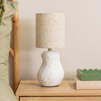 Abstract Sandblast Ceramic Table Lamp with Linen Shade