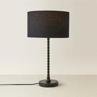 Matte Black Bobble Table Lamp with Fabric Drum Shade