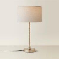 Brushed Chrome Bobble Table Lamp with Fabric Drum Shade