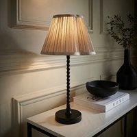 Matte Black Bobble Table Lamp with Faux Silk Scallop Shade