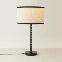 Max Bobble Table Lamp with Natural Linen Black Trim Drum Shade