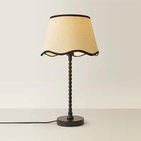 Bobble Table Lamp with Scallop Black Trim Drum Shade