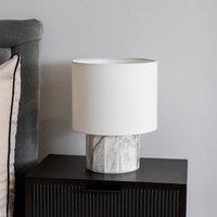White Marble Effect Table Lamp with White Linen Lamp Shade