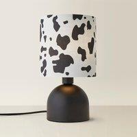 Matte Black Table Lamp with Cow Print Shade
