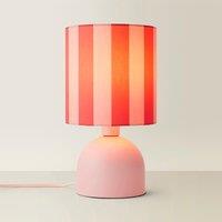 Pale Pink Table Lamp with Pink Striped Shade