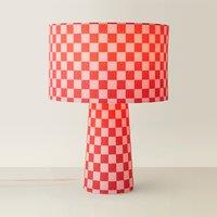 Pink Checkerboard Full Fabric Table Lamp with Drum Shade