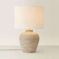 Reba Stone Grey Ceramic Table Lamp with Linen Shade