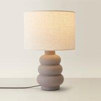 Bubble Stack Ceramic Stoneware Table Lamp with Linen Shade