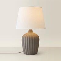 Ribbed Ceramic Table Lamp with Tapered Linen Shade