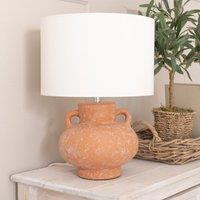 Hand Finished Terracotta Vase Table Lamp with Linen Shade