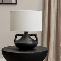 Matte Black Ceramic Vase Table Lamp with Linen Drum Shade