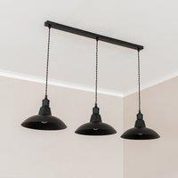 Matte Black Metro Dome 3-Drop Diner Bar Ceiling Pendant Light