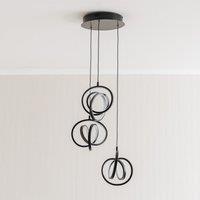 Matte Black Loop 3-Drop Cluster LED Ceiling Pendant Light