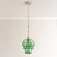 Brushed Chrome Single Ceiling Pendant Light with Glass 5-Tier Shade