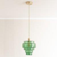 Lora Pendant Light with Glass 5-Tier Shade in Brushed Gold