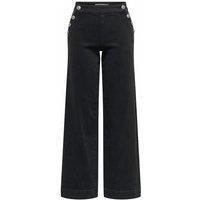 High Waist Wide Leg Jeans with Side Buttons