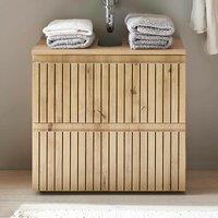 Tomas Slatted Wood 2 Drawer Under Sink Cabinet