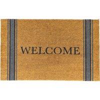 Welcome Grey Striped Doormat