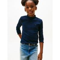 High Neck Ribbed T-Shirt with Long Sleeves