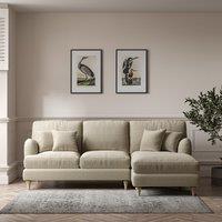Emeline Tonal Basket Weave Corner Chaise Sofa with Oak Legs (Right Facing)
