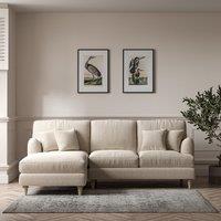 Emeline Tonal Basket Weave Corner Chaise Sofa with Oak Legs (Left Facing)