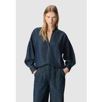 Oversize V-Neck Blouse with Long Sleeves