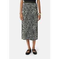 Leopard Pleated Midi Skirt with Elasticated Waistband