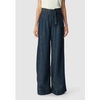 Wide Fit Trousers in Denim with Belted Waistband