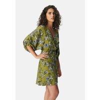 V-Neck Mini Dress with Floral Print and 3/4 Length Sleeves