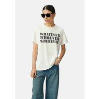 Crew Neck T-Shirt with Short Sleeves and Sequined Slogan