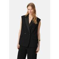 Sleeveless Blazer in Satin-Back Crepe