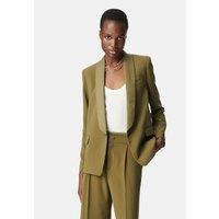 Long Sleeve Blazer in Satin-Backed Crepe