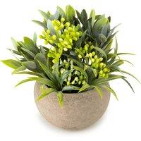 13.5cm Artificial Herb Plant in Paper-Mach Style Vase