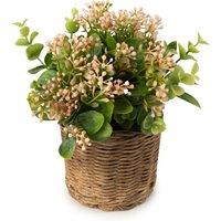 17.8cm Artificial Babysbreath & Eucalyptus in Willow Basket
