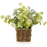 28cm Artificial Jonquil Blossoms in Rustic Cattail Basket