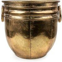 23.5cm Small Metal Planter in Antique Gold Finish