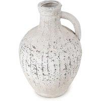 28cm Rustic Stone Bottle Vase with Handle