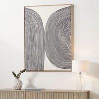 120x90cm Black and Cream Abstract Canvas with Natural Frame