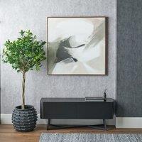 100x100cm Monochrome Abstract Square Canvas with Oak Effect Frame