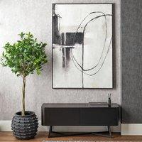 140x100cm Monochrome Abstract Canvas with Black Frame