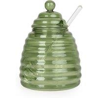 Green Glass Honey Jar