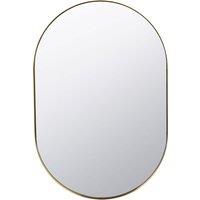 90cm Brushed Gold Metal Slim Frame Oval Wall Mirror