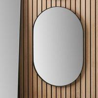 90cm Black Metal Slim Frame Oval Wall Mirror