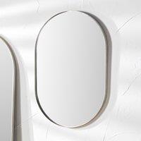 90cm Brushed Silver Metal Slim Frame Oval Wall Mirror