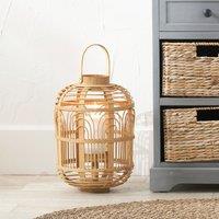 Small Natural Bamboo and Glass Lantern