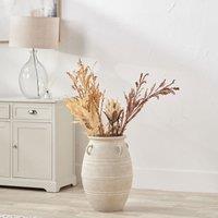 56cm Grey Wash Fibrestone Decorative Vase with Handles