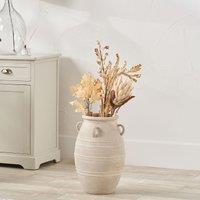 46cm Grey Wash Fibrestone Decorative Vase with Handles