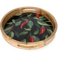 30cm 'Chillies' Mango Wood Round Tray